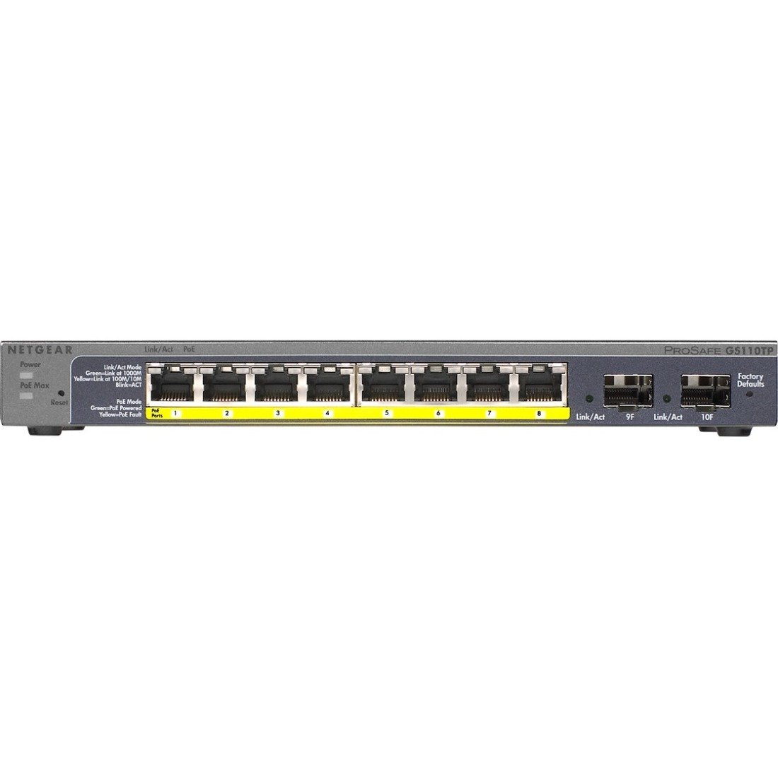 Netgear Prosafe GS110TP 8-Port Gigabit PoE Smart Switch with 2 Gigabit Fiber SFP